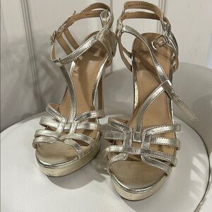 Brash Metallic Silver Strappy Heels